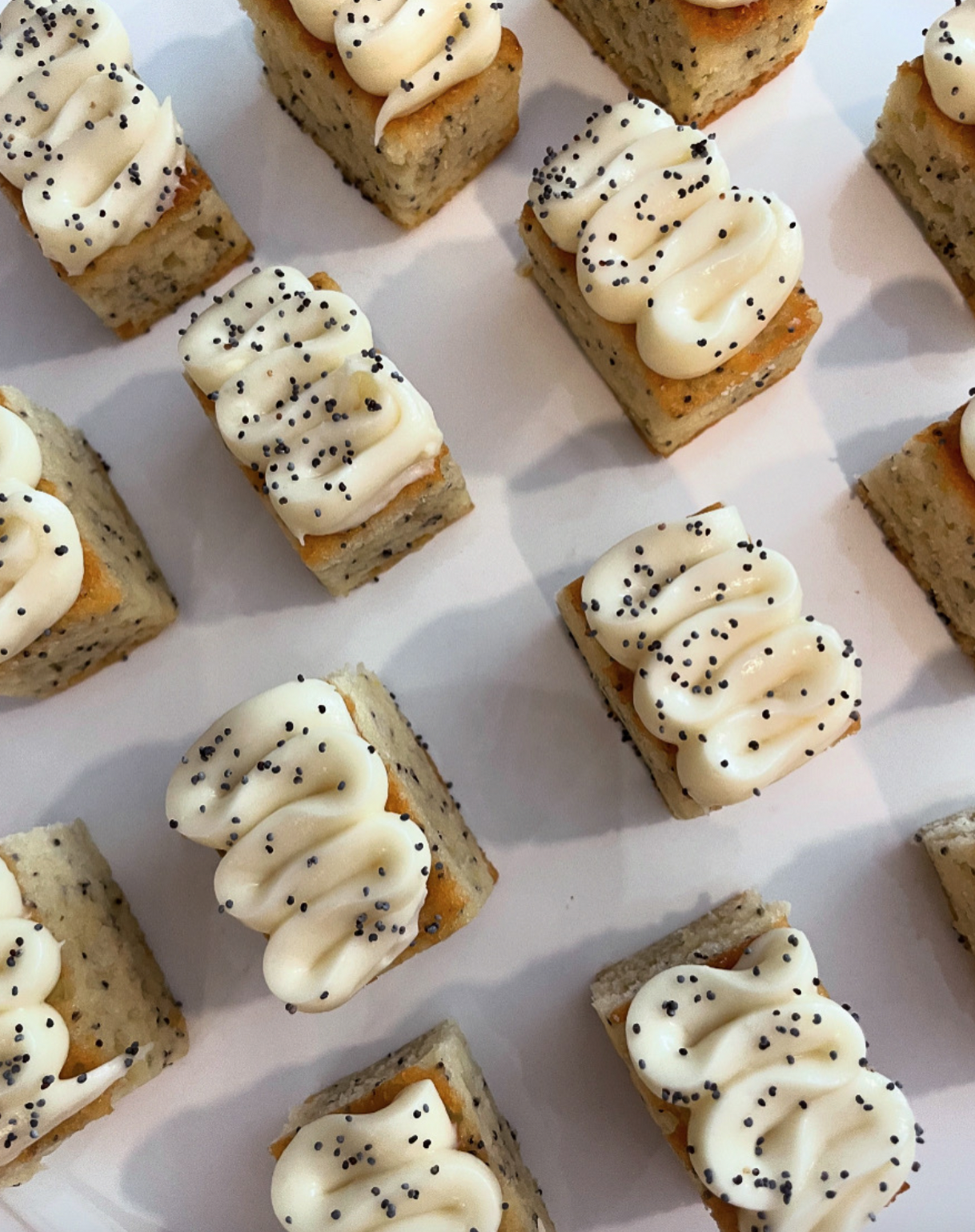 Poppy seed cake bites with frosting